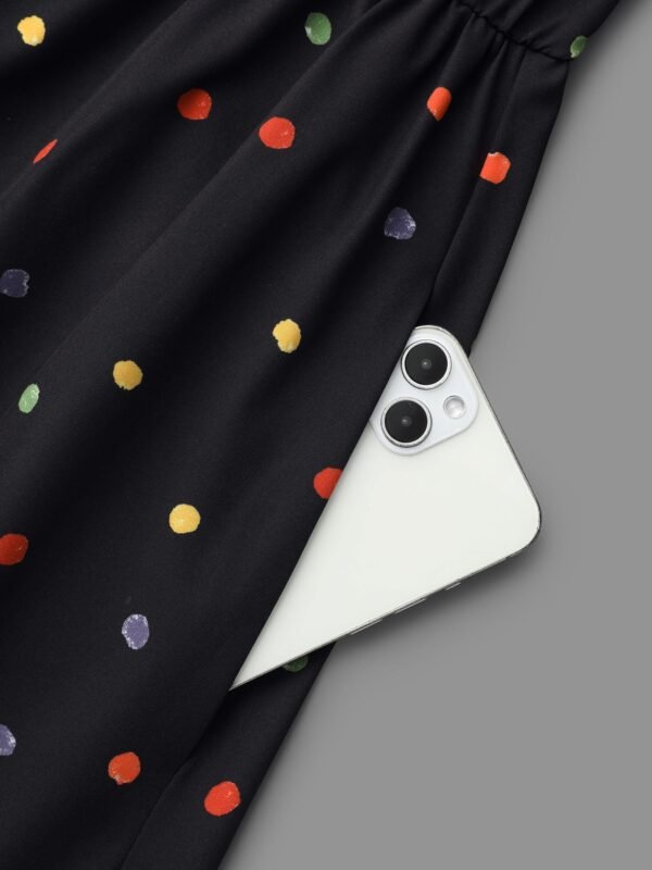 Shirt Collar Colored Polka Dot Dress - Image 6