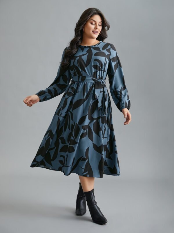 Silhouette Floral Print Frill Trim Dress - Image 2