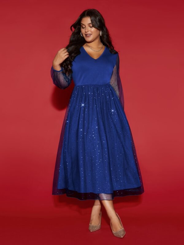 Sheer Mesh Shimmering Sequins Maxi Dress - Image 12