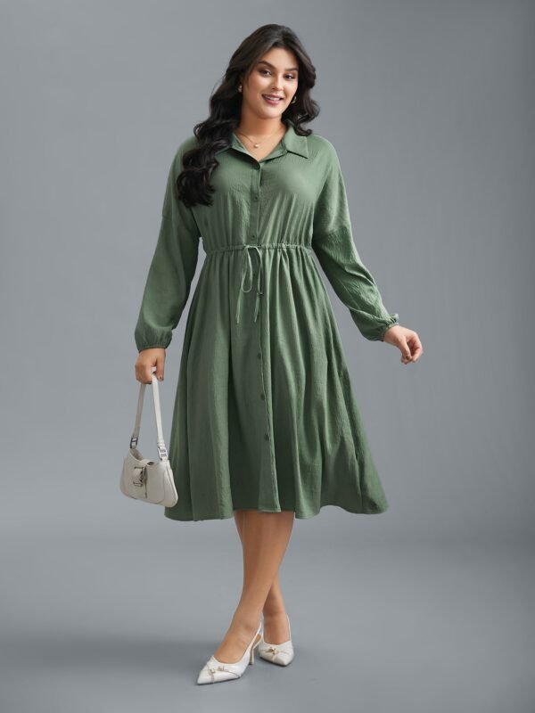 Shirt Collar Tie-Waist Drop Dress - Image 4