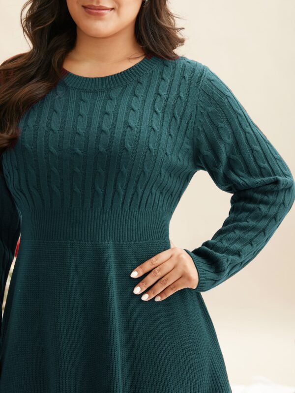 Cable Knit Fit-and-Flare Midi Sweater Dress - Image 37