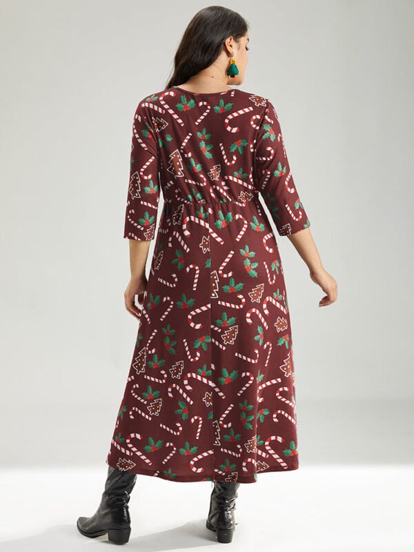 Christmas Print Pocket Elastic Waist Dress - Image 14