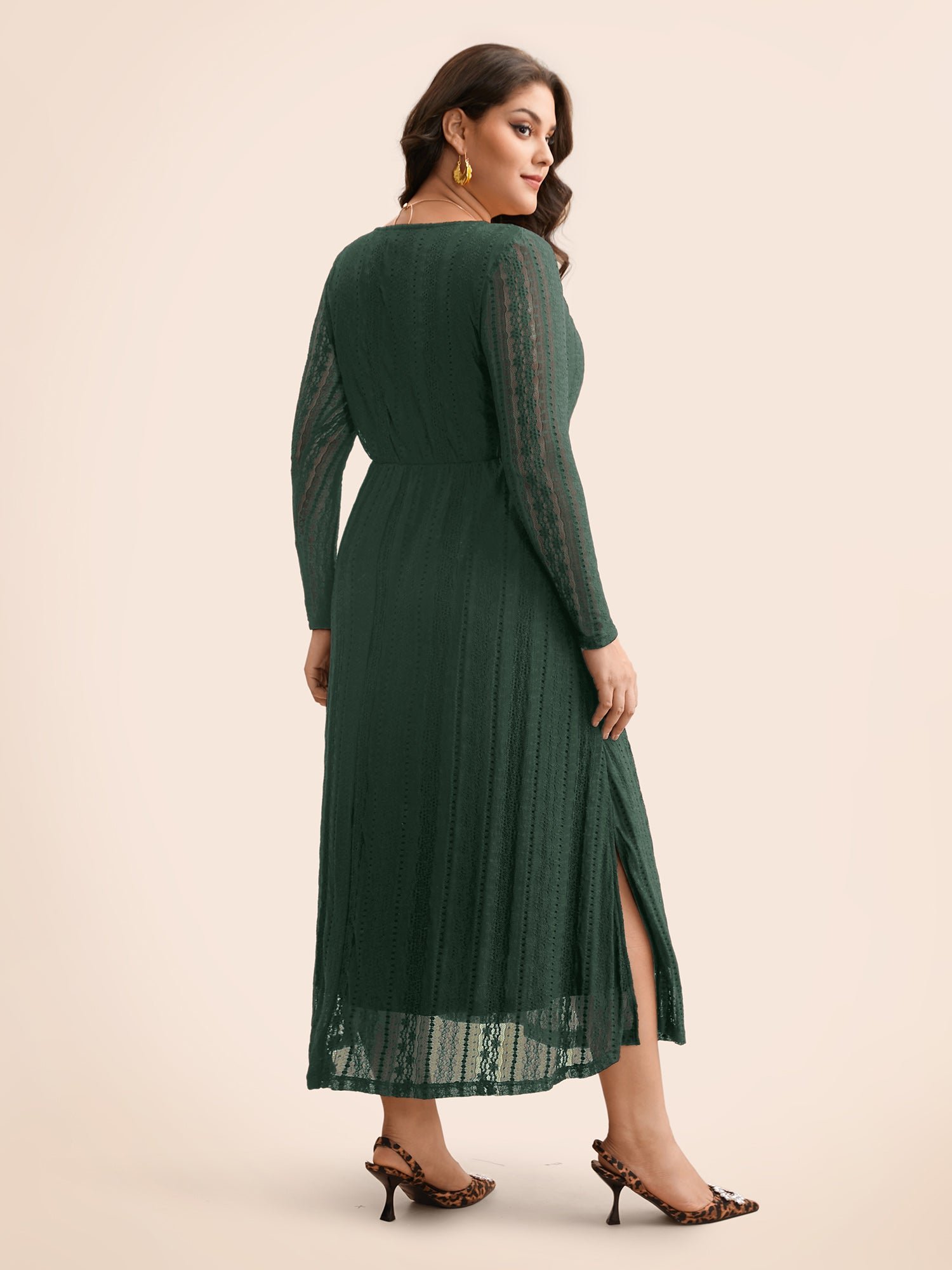 Lace Panel Square Neck Tie Knot Dress - Image 11