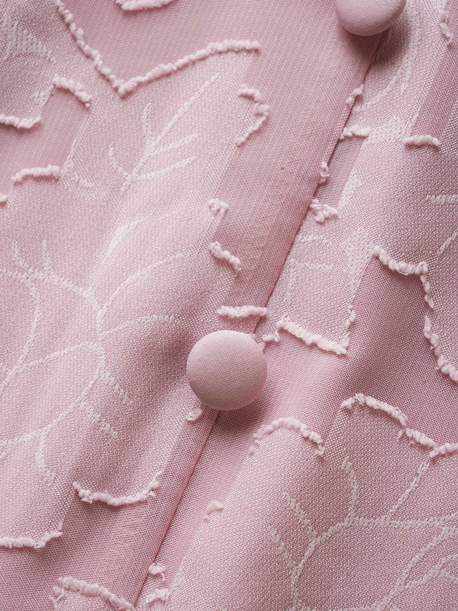 Solid Textured Lantern Sleeve Button Detail Dress - Image 18