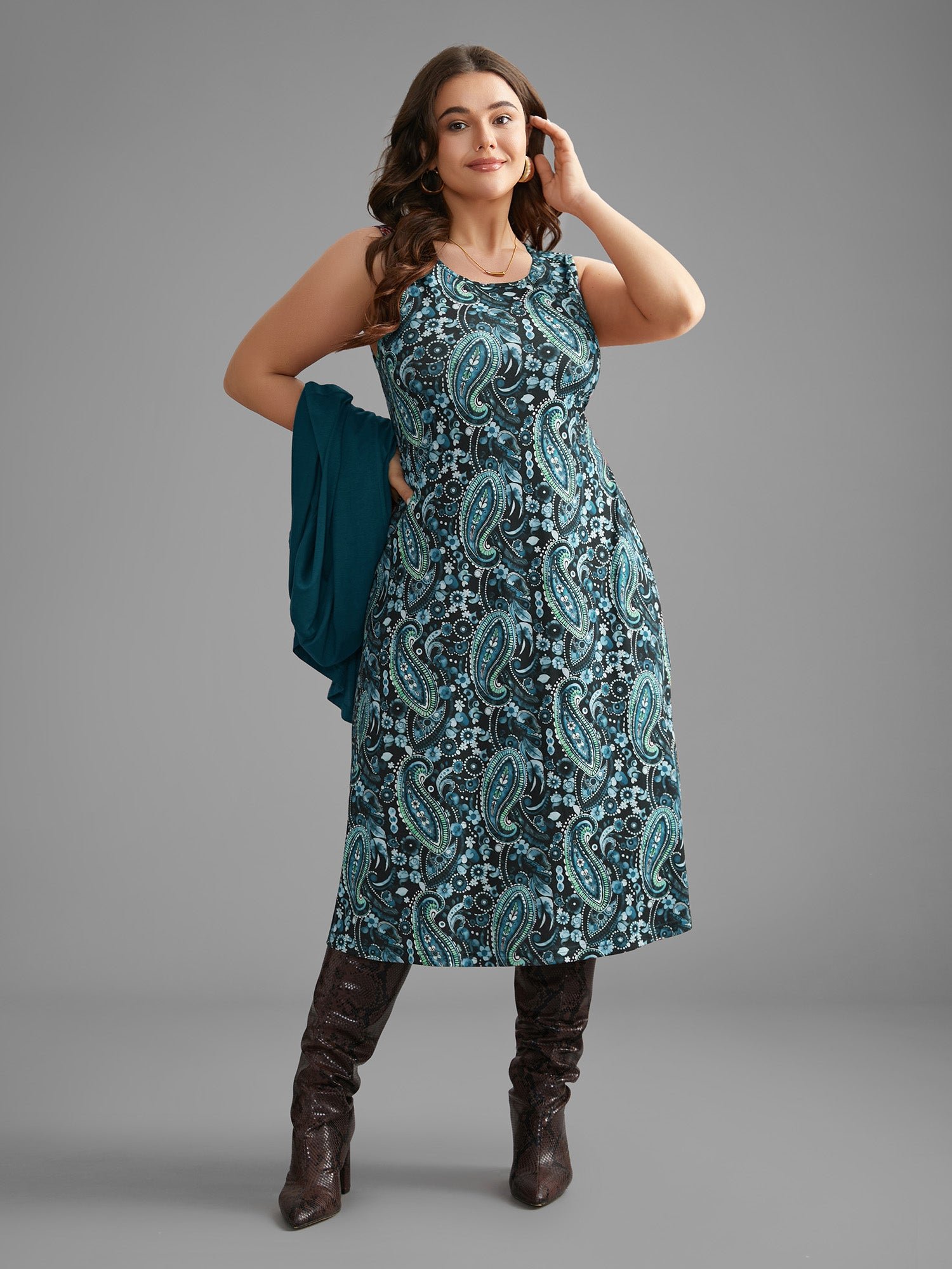 Two Piece Set Bandana Print Knit Dress - Image 2