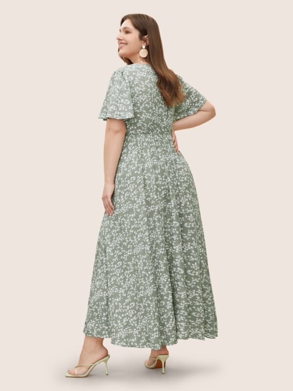 Bloom Dress - Flutter Sleeve Ditsy Floral Pocket Split Maxi Dress - Image 68