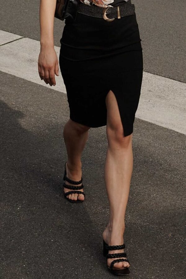 Stretch Pencil Skirt In Black - Image 5