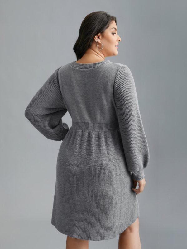 Cable Knit Elastic Waist Midi Sweater Dress - Image 2
