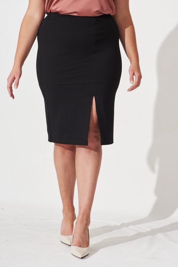 Stretch Pencil Skirt In Black - Image 6