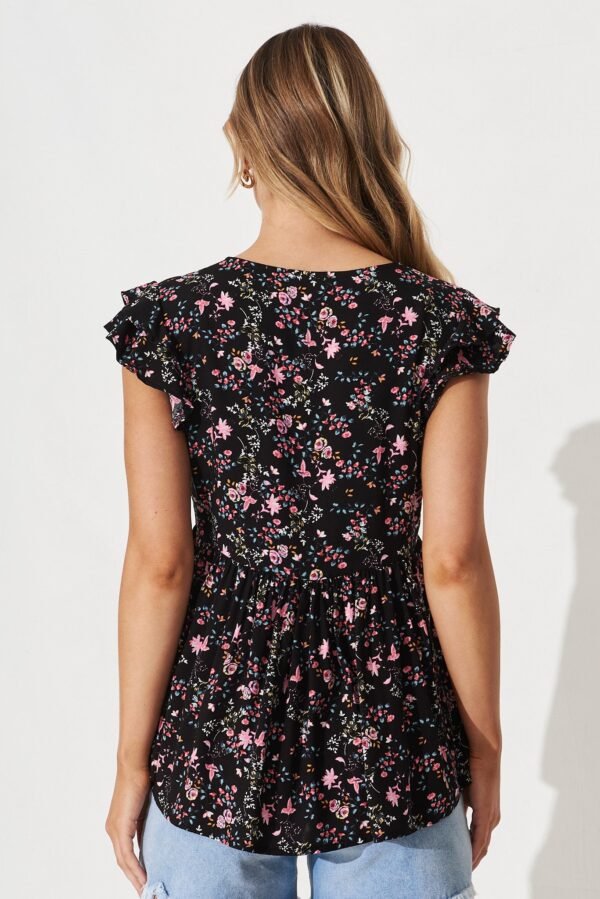 Top In Black With Pink Floral - Image 4