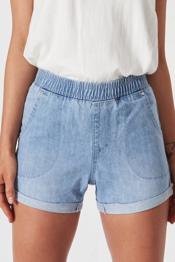Short In Light Wash Denim - Image 6