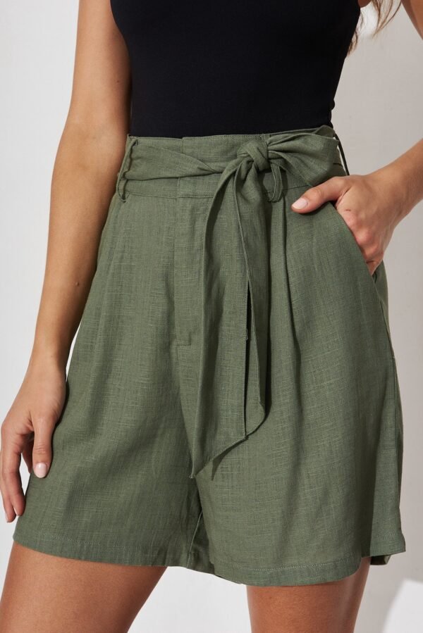 Shorts In Khaki Linen Blend - Image 5