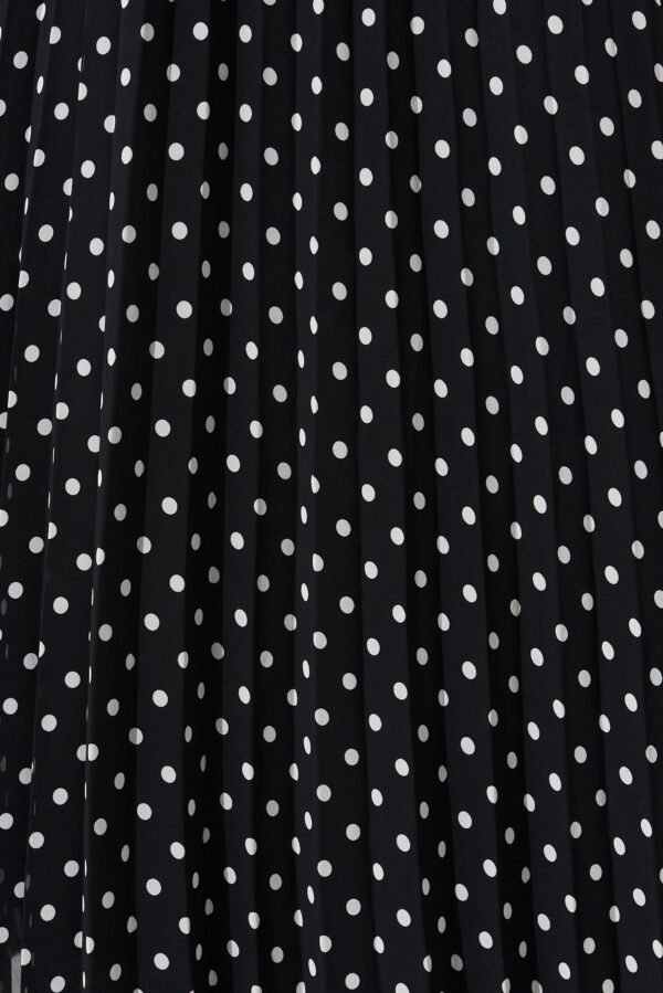 Midi Pleat Skirt In Black With White Spot Chiffon - Image 6