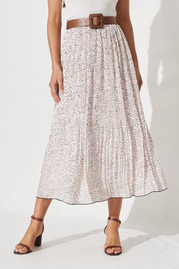 Maxi Skirt In Cream With Black Spot Chiffon - Image 2