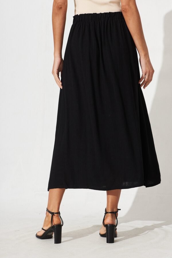 Midi Skirt In Black Linen Blend - Image 5