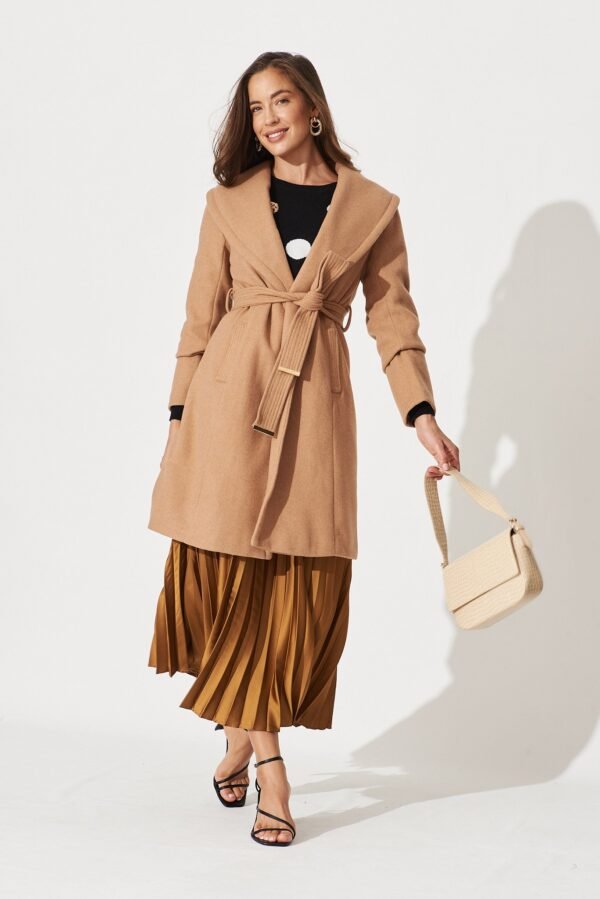 Midi Pleat Skirt In Bronze Satin - Image 9