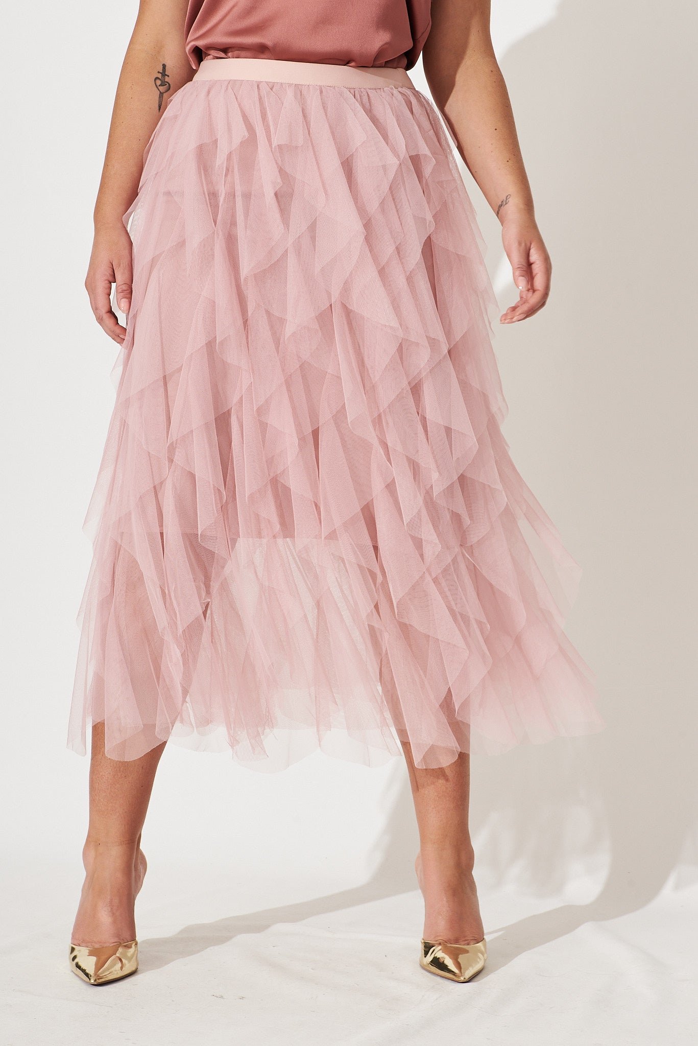 Midi Tulle Skirt In Pink - Image 9