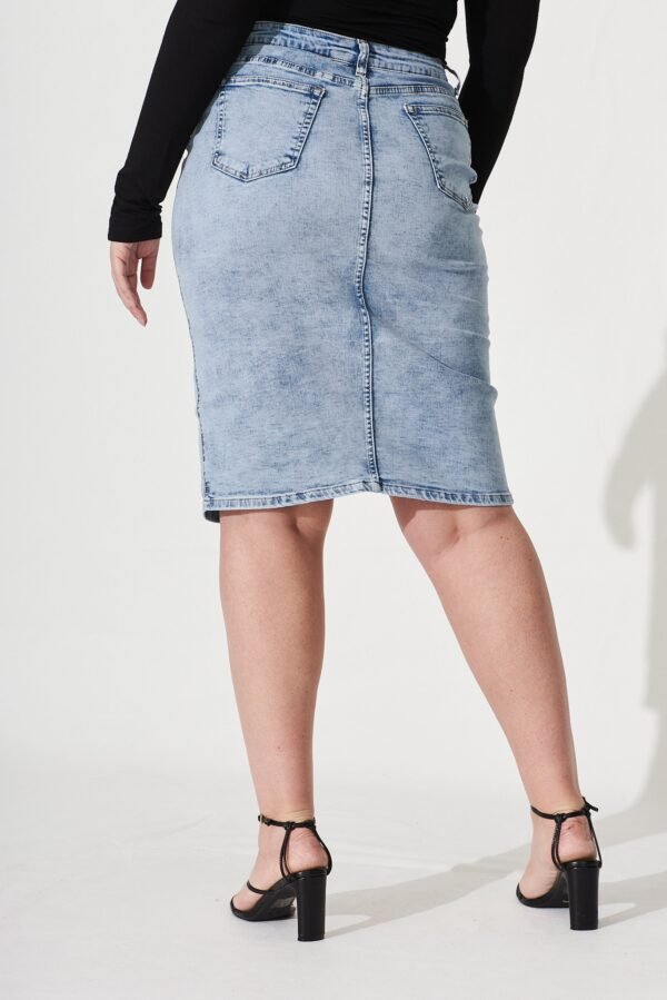 Denim Skirt in Acid Washed Blue - Image 8