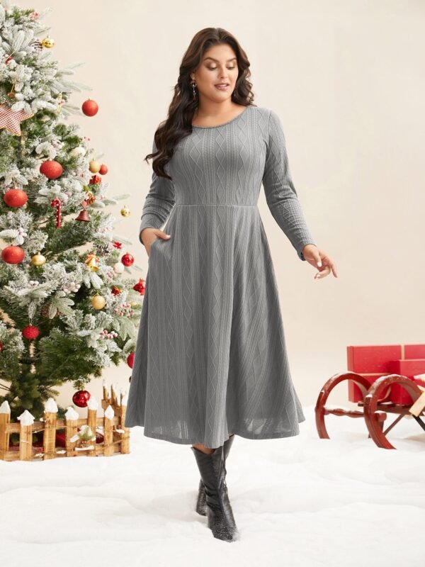 Textured Knit Fit-And-Flare Midi Dress - Image 25