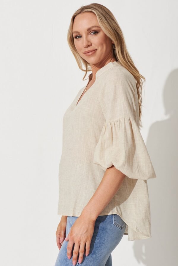 Top In Oatmeal Linen Blend - Image 2