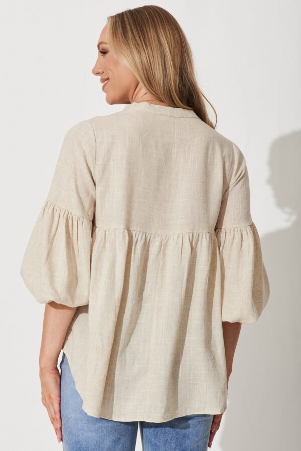 Top In Oatmeal Linen Blend - Image 3