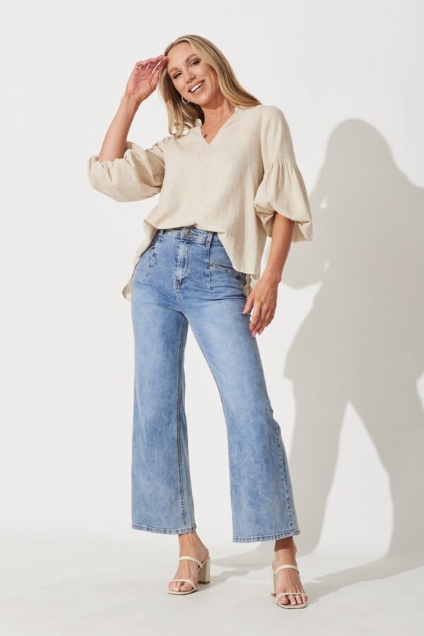 Top In Oatmeal Linen Blend - Image 6