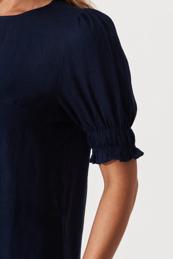 Top In Navy Cotton Linen Blend - Image 8