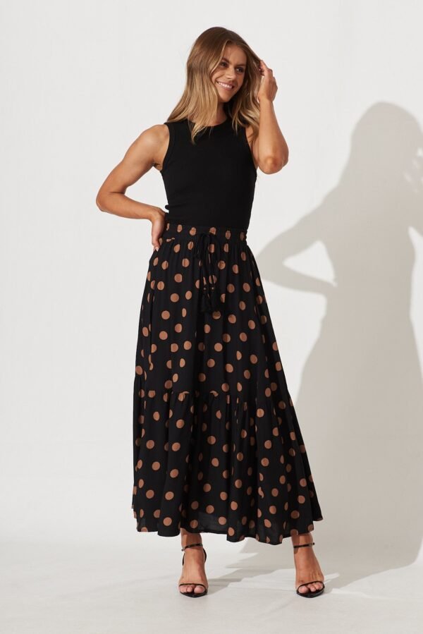 Maxi Skirt In Black With Brown Spot - Image 5