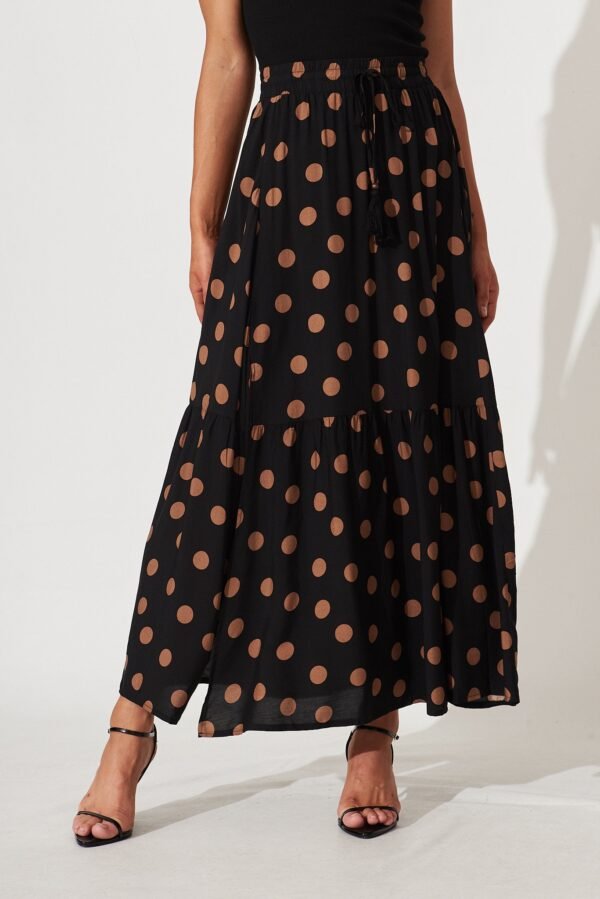 Maxi Skirt In Black With Brown Spot - Image 2
