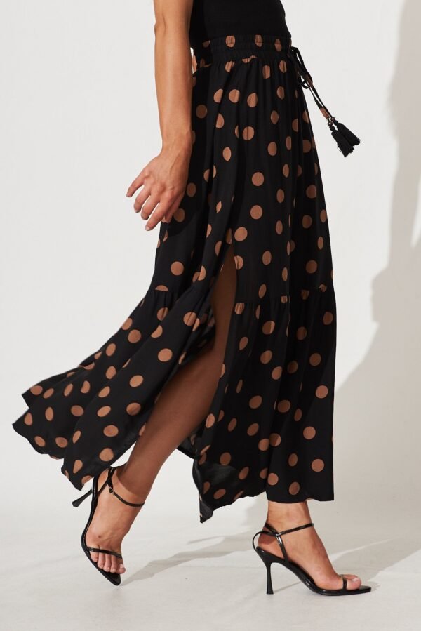 Maxi Skirt In Black With Brown Spot - Image 3