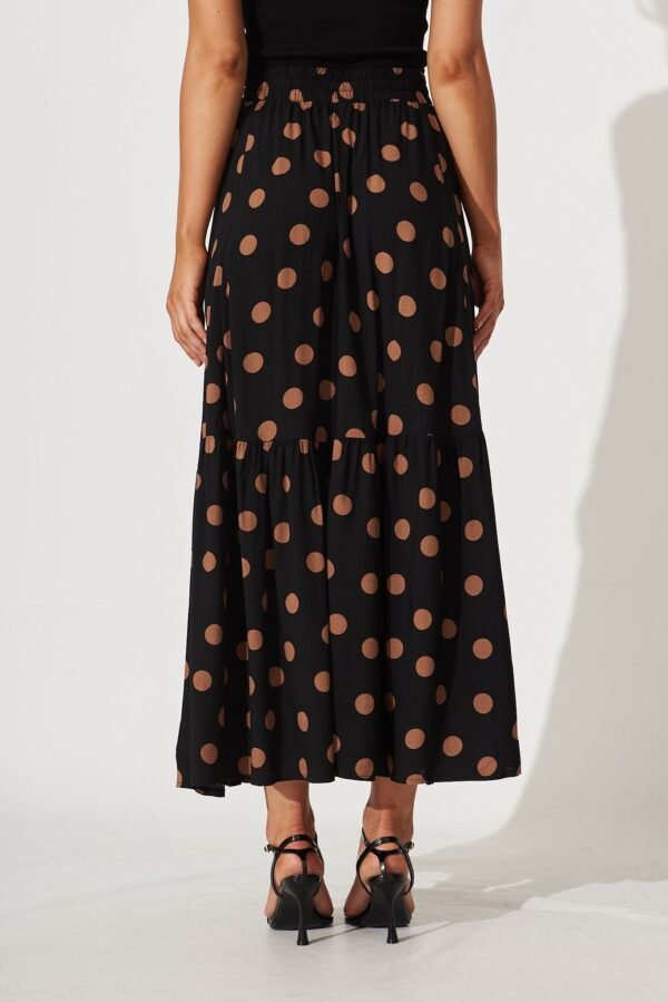 Maxi Skirt In Black With Brown Spot - Image 4