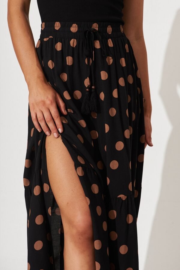 Maxi Skirt In Black With Brown Spot - Image 6