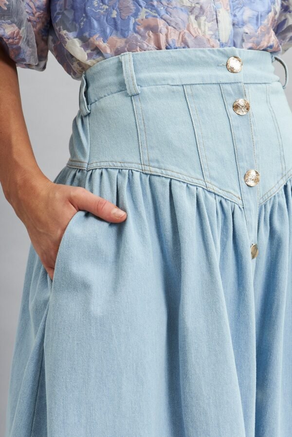 Maxi Denim Skirt In Light Blue - Image 5