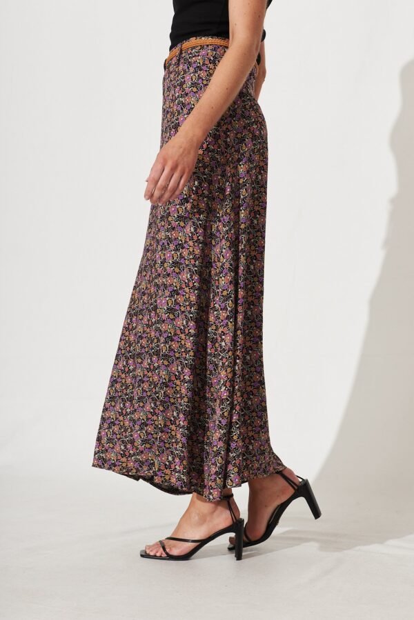Maxi Skirt With Belt In Black Multi Floral - Image 3