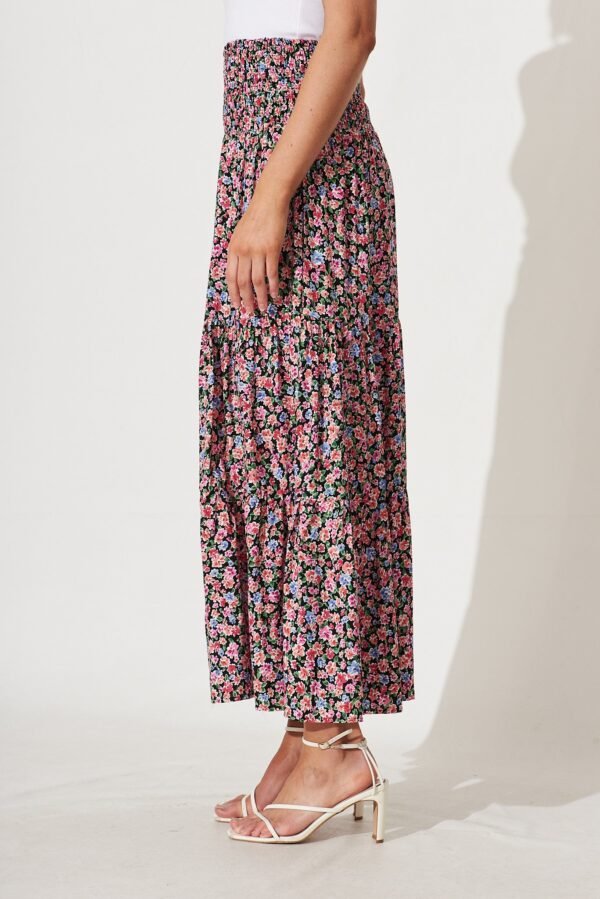 Maxi Skirt In Black With Multi Floral - Image 3