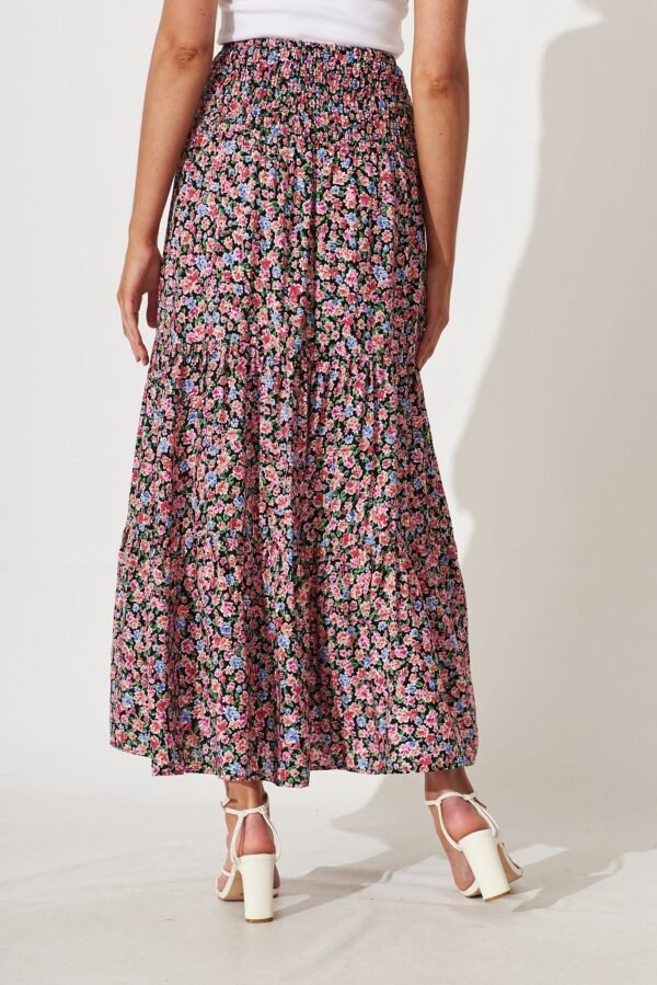 Maxi Skirt In Black With Multi Floral - Image 4