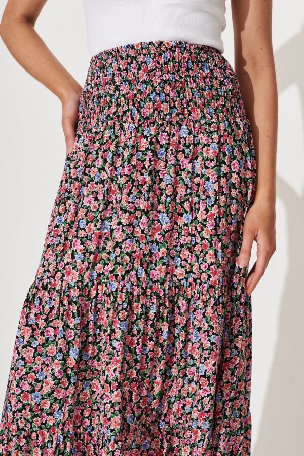 Maxi Skirt In Black With Multi Floral - Image 6