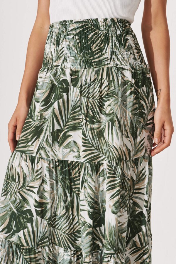Maxi Skirt In Green Leaf Print - Image 6