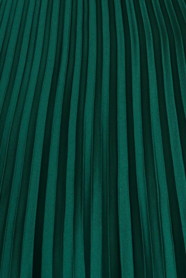 Midi Pleat Skirt In Emerald Satin - Image 13