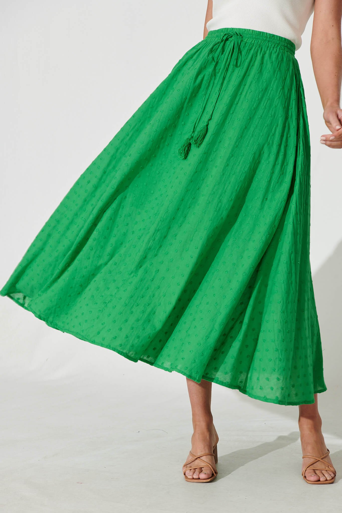 Maxi Skirt In Green Swiss Dot - Image 2