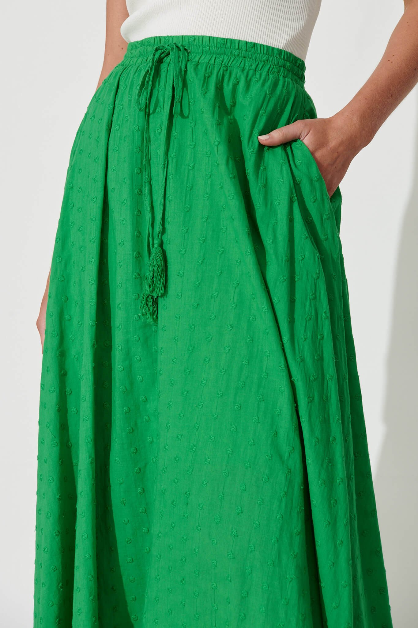 Maxi Skirt In Green Swiss Dot - Image 5