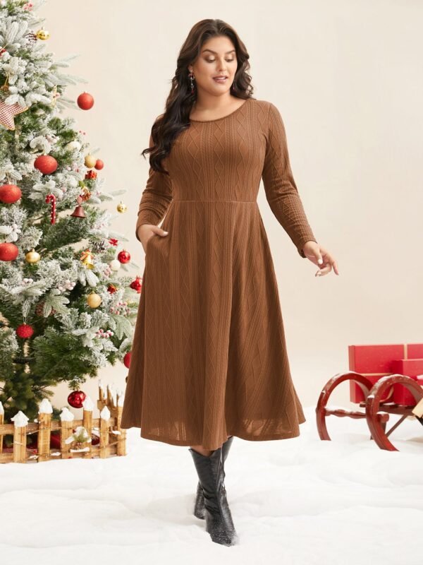 Textured Knit Fit-And-Flare Midi Dress - Image 21
