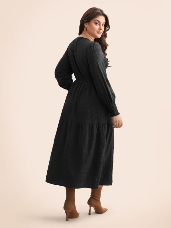 Plain Textured Shirred Midi Dress - Image 22