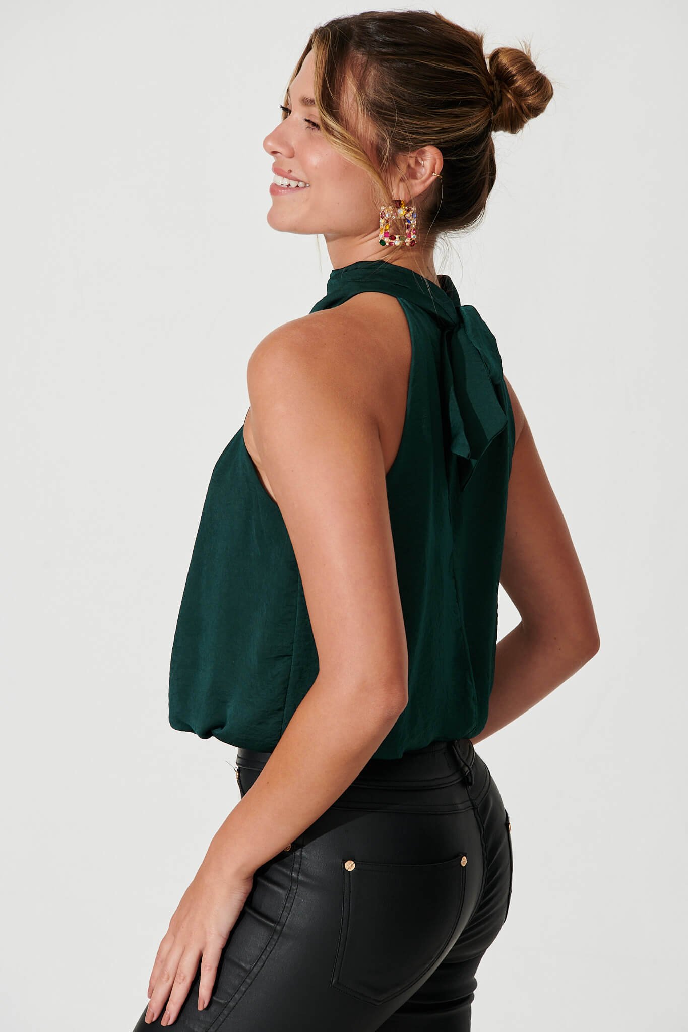 Top In Emerald Satin - Image 3