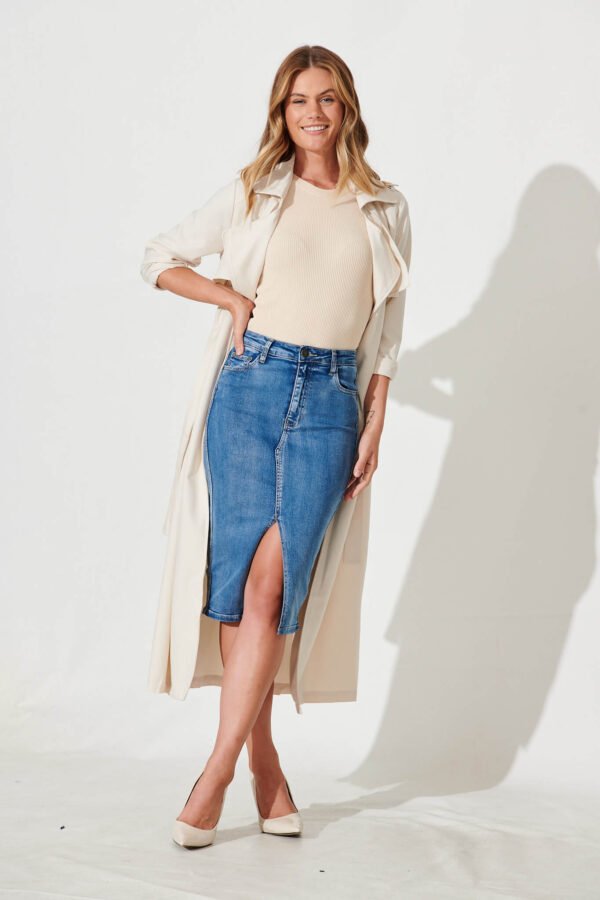Denim Skirt In Mid Blue - Image 2