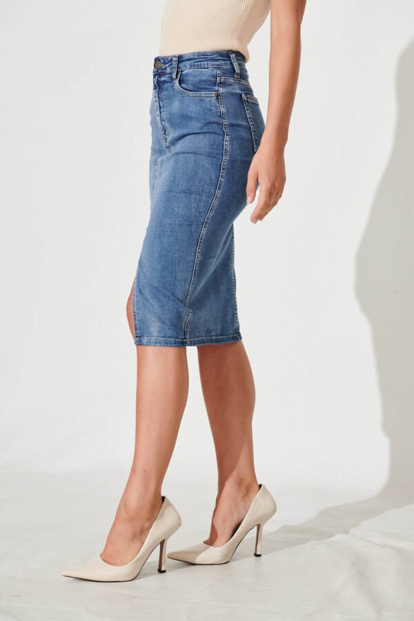 Denim Skirt In Mid Blue - Image 3