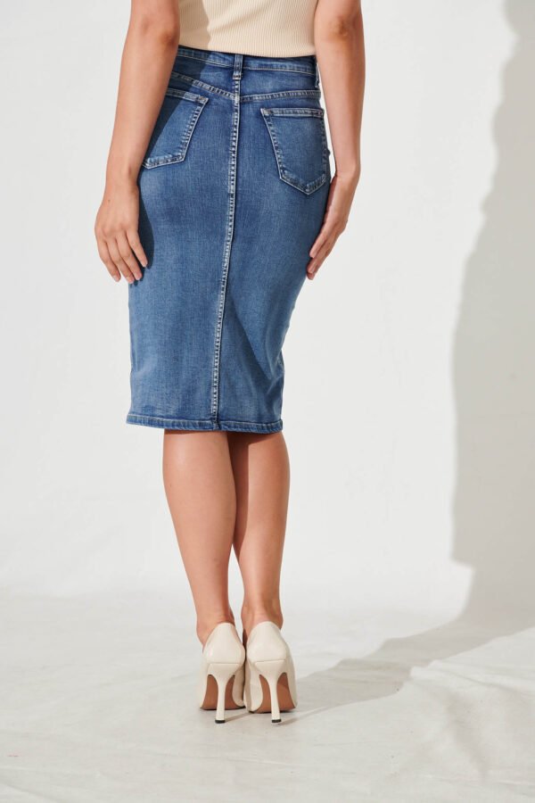 Denim Skirt In Mid Blue - Image 4