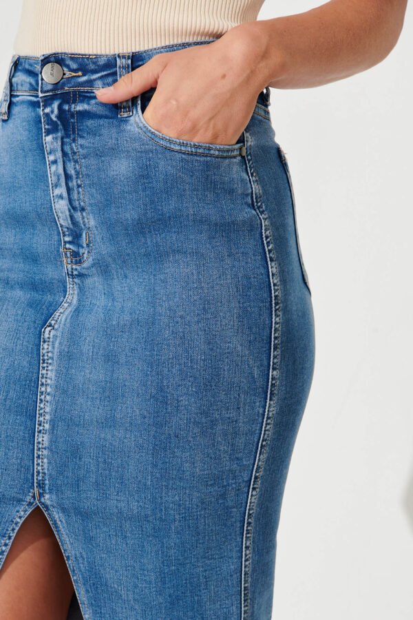 Denim Skirt In Mid Blue - Image 5