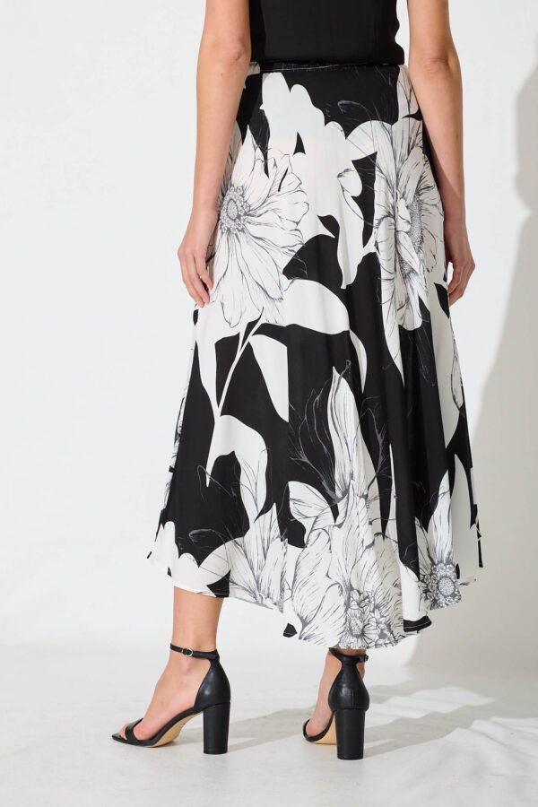 Maxi Skirt In Black With White Floral - Image 7