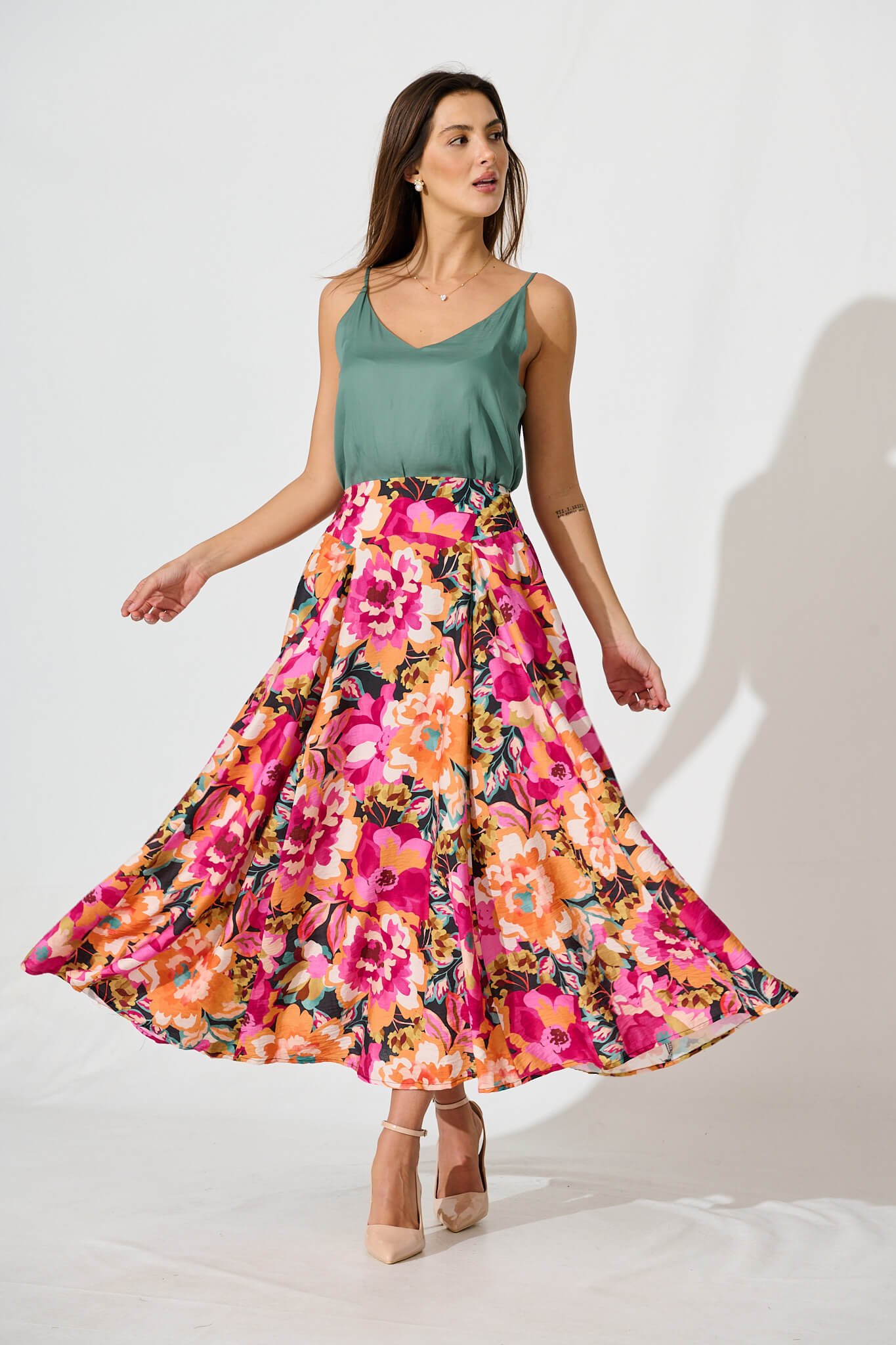 Maxi Skirt In Multi Floral Print - Image 4